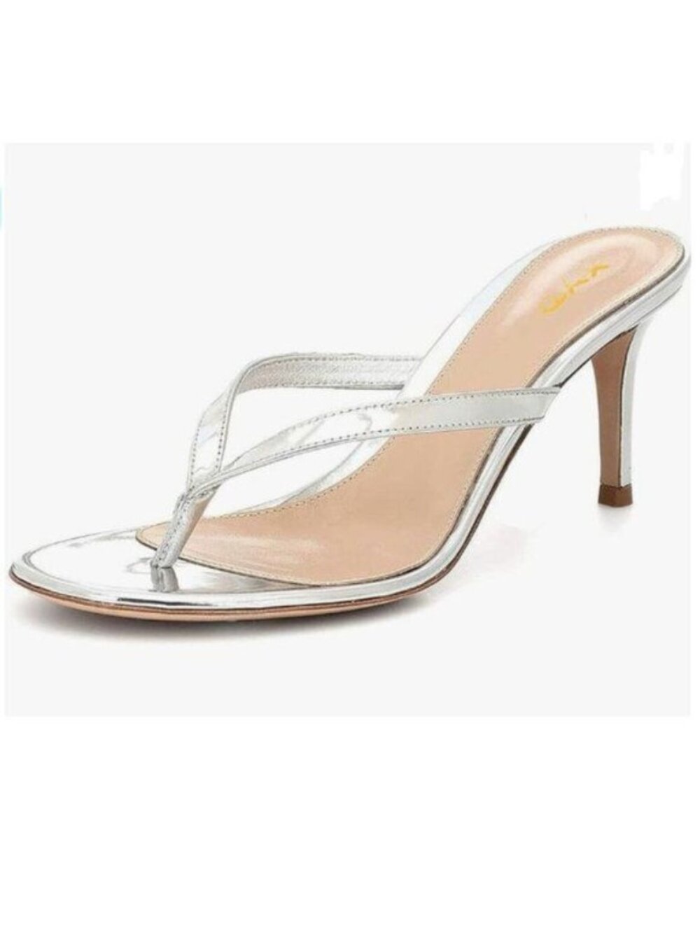 XYD Silver Mid Heel Sandals Casual Flip Flops Open Toe Daily Wearing Slippers